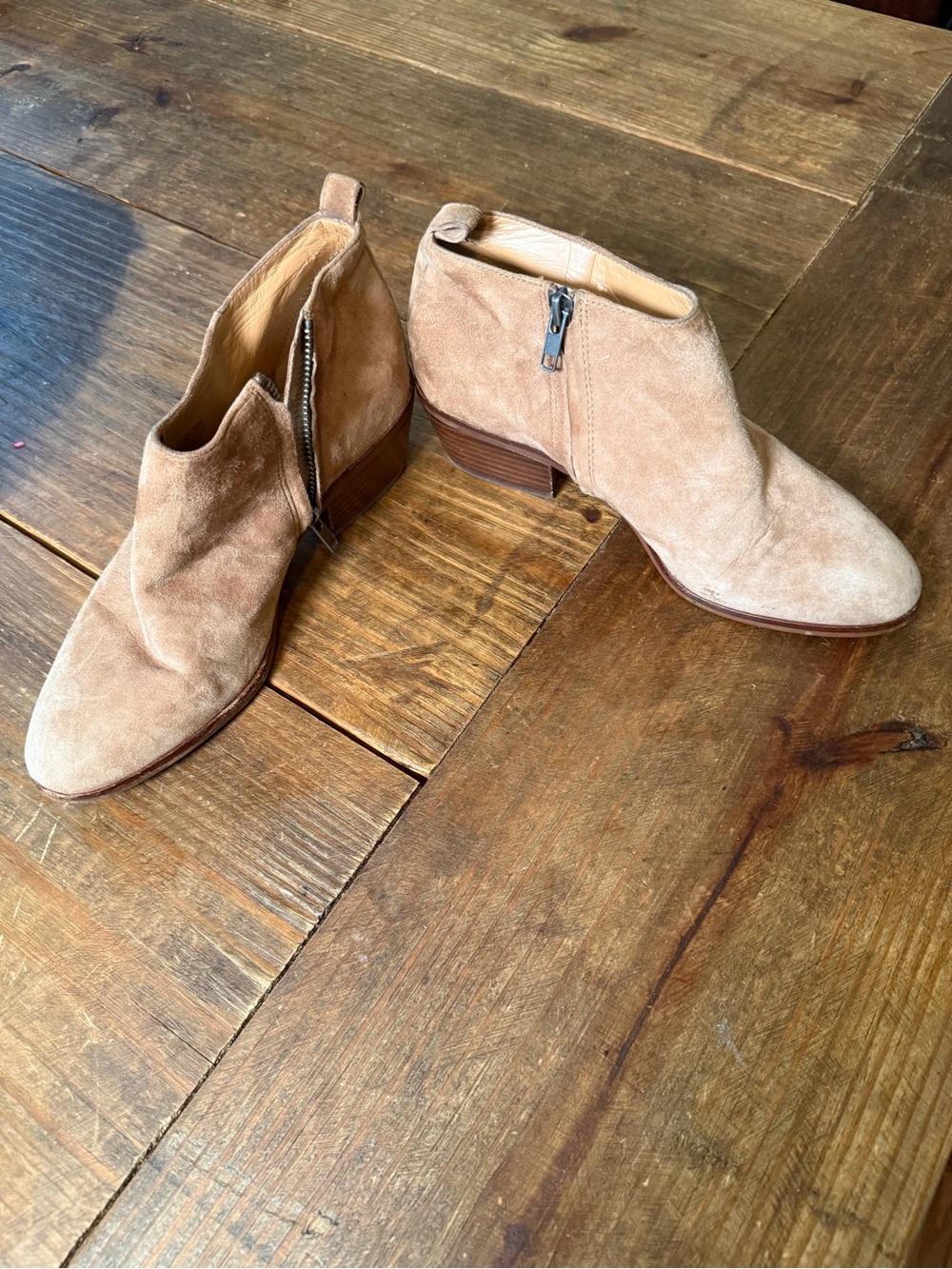 J. Crew Beige Suede Ankle Booties with Side Zip